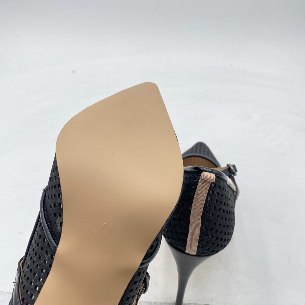 YDN Black Pointy Toe High Heels Mary Jane Pumps with Buckle Fashion Party Shoes - Picture 6 of 8